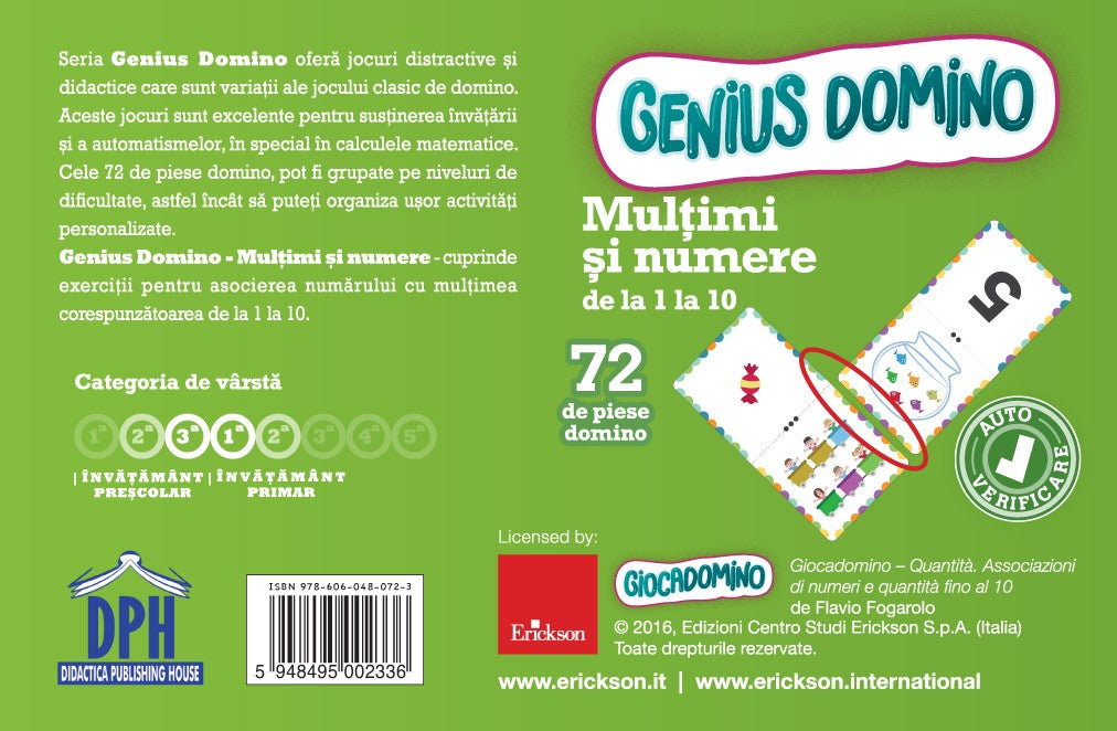 Genius domino - Cantitati - Potrivirea numerelor si a cantitatilor pana la 10 - Librăria lui Andrei